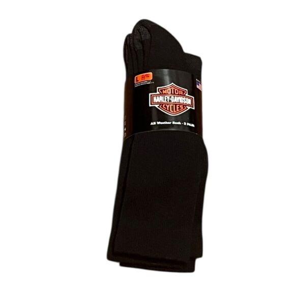 Harley-Davidson Black Merino Wool Blend Riding Boot Socks, 2 Pairs, Size L, NWT - Picture 1 of 6